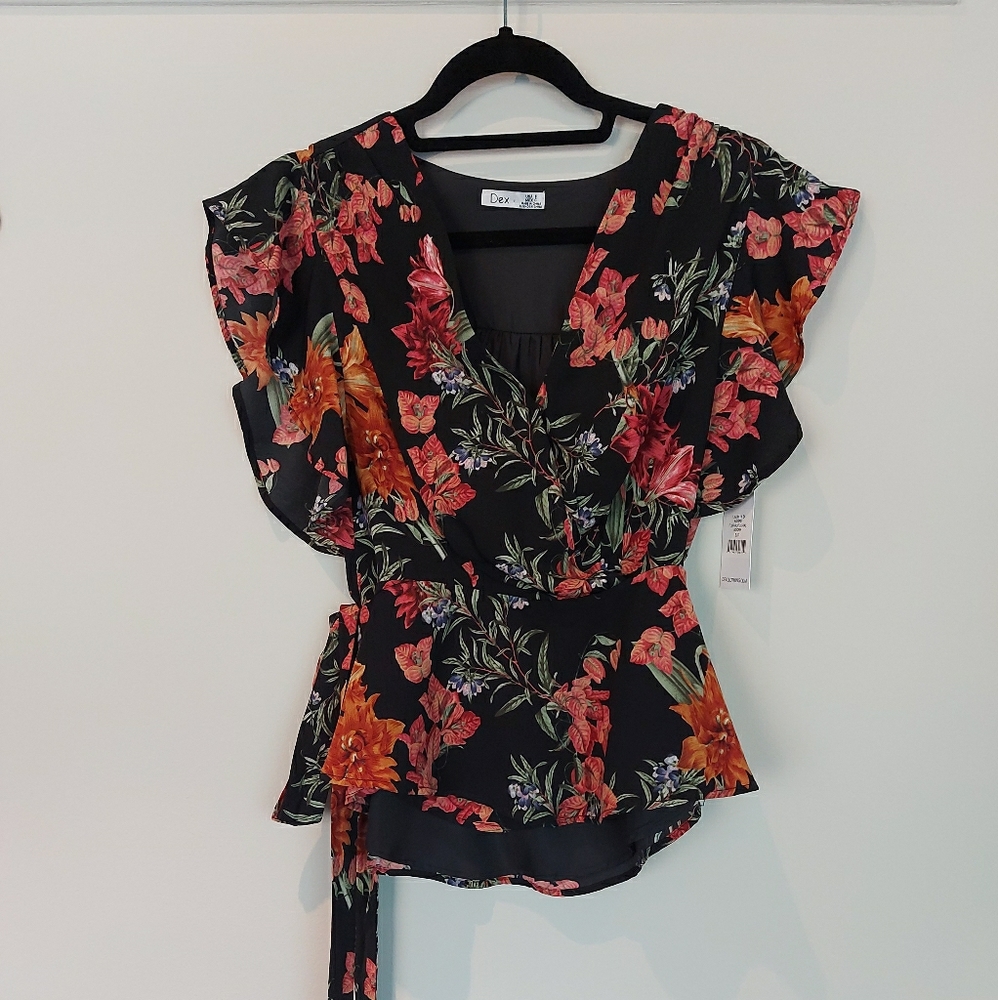 Floral wrap shirt NWT
